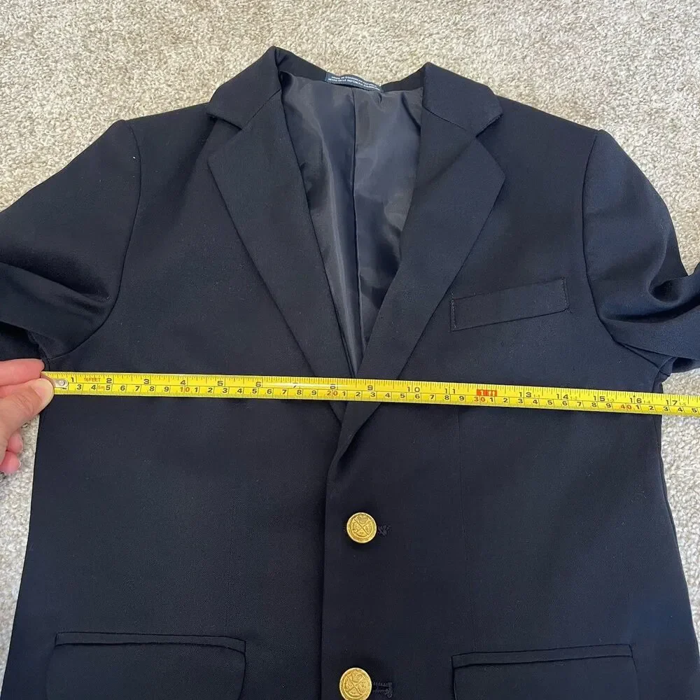 Izod Kids Boys Blazer Jacket Size 12 Navy Blue Gold Button Formal Preppy